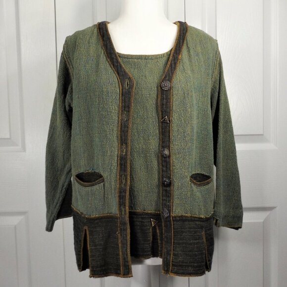 tribe Jackets & Blazers - tribe OAK Hand Woven 2 Piece Top & Jacket S